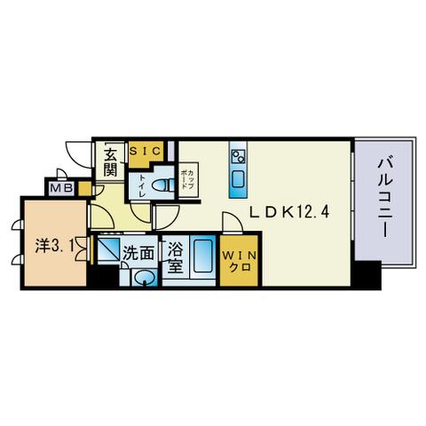シーズンフラッツ平尾(1LDK/2階)の間取り写真