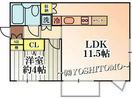 コスモ小平(1LDK/2階)の間取り写真