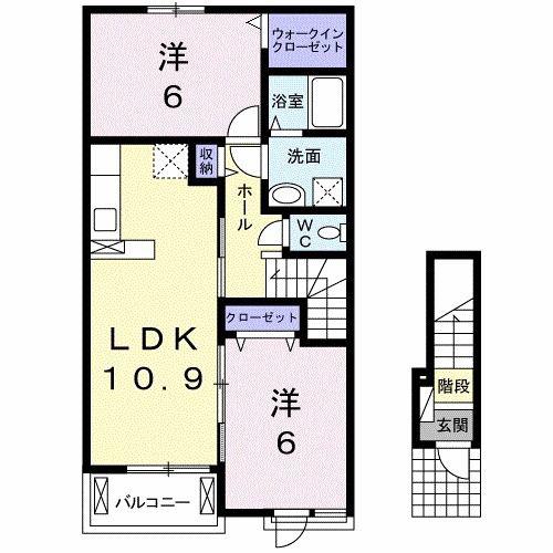 バウム ヴィラージュ(2LDK/2階)の間取り写真