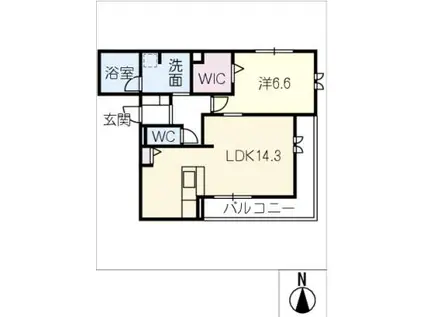 CHUGO CIAO(1LDK/2階)の間取り写真