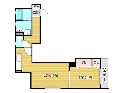 ラモーナ鶴橋(1LDK/3階)の間取り写真