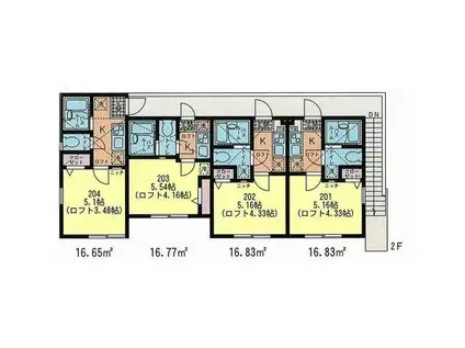 プラナス菊名 壱番館(1K/2階)の間取り写真