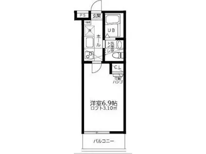 ラシャンス国分南(1K/3階)の間取り写真