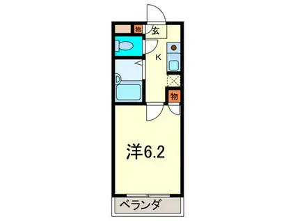 チェリーハイム河原(1K/2階)の間取り写真