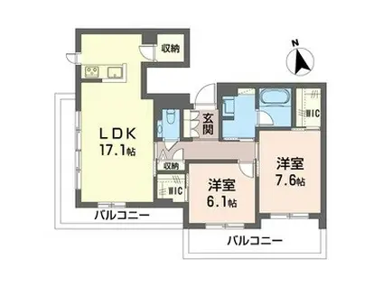 フローラ(2LDK/3階)の間取り写真