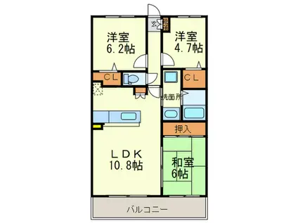 ザ・ブルックハウス(3LDK/5階)の間取り写真
