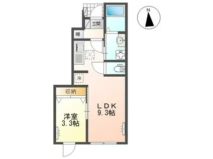 SHAMGRI-LA(1LDK/1階)の間取り写真
