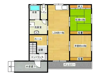 シャンポール北花田(2LDK/2階)の間取り写真
