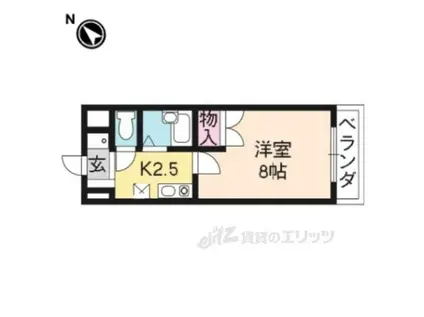 ラルース2(1K/1階)の間取り写真