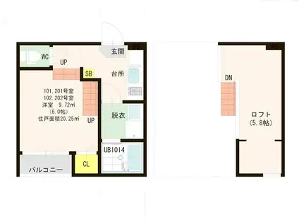 ハウス・リーユィ(1K/1階)の間取り写真