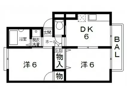 プランド-ル(2DK/1階)の間取り写真