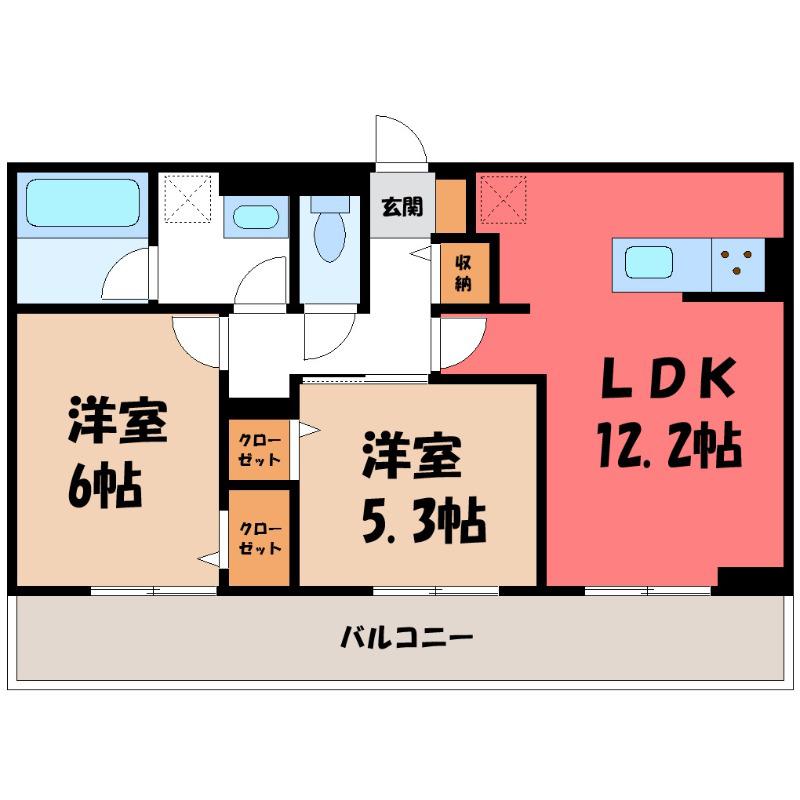 LA MAISON天川原町一丁目 A棟(2LDK/1階)の間取り写真