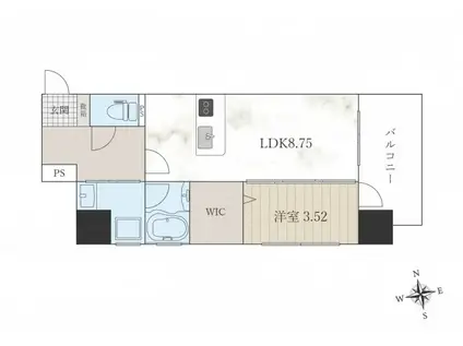 プレジデンスザ小倉(1LDK/8階)の間取り写真