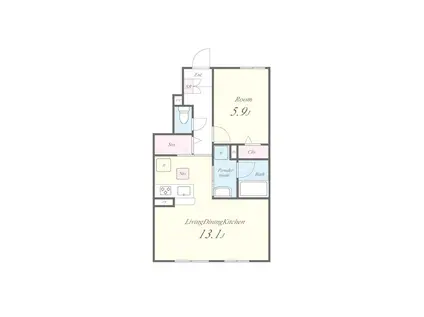 メイプル(1LDK/1階)の間取り写真