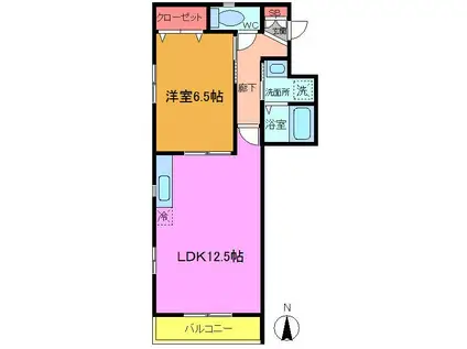 カーサ・グランデ(1LDK/1階)の間取り写真