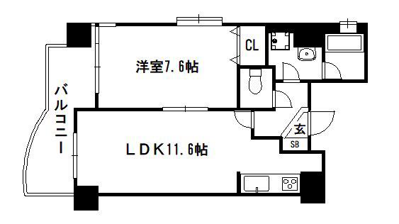 デ・リード河原町(1LDK/8階)の間取り写真