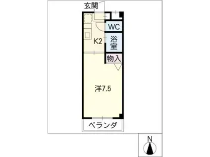 クレスト八事(1K/3階)の間取り写真