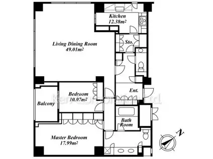 パークハウス芝タワー(2LDK/30階)の間取り写真