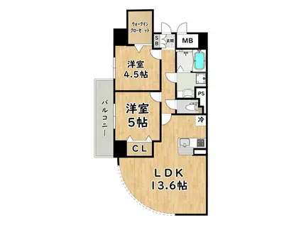 COCO MARINI(2LDK/7階)の間取り写真