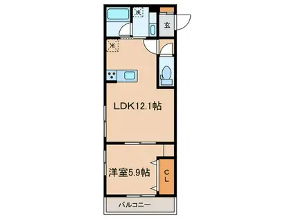 ウェルデンスD-STAY B棟(1LDK/3階)の間取り写真
