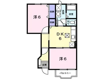 DENALI II(2DK/1階)の間取り写真