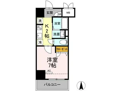 ジュグリシーヌ寿町(1K/6階)の間取り写真