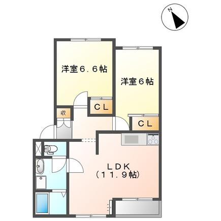 エトワール・アン(2LDK/1階)の間取り写真