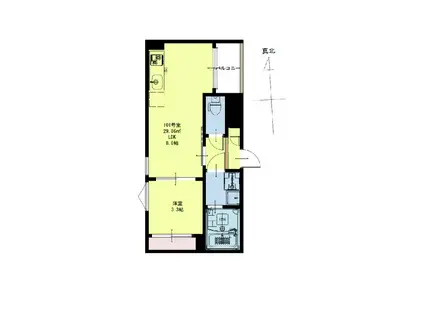 REGALESTくるみ(1LDK/3階)の間取り写真