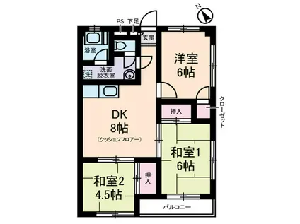 クローバーハイツ(3DK/1階)の間取り写真