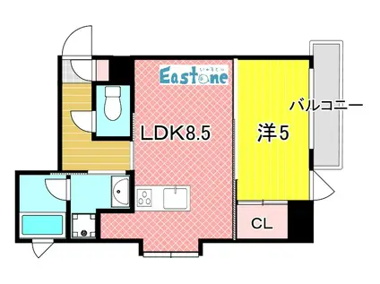 さくらヒルズきしゃば(1LDK/6階)の間取り写真