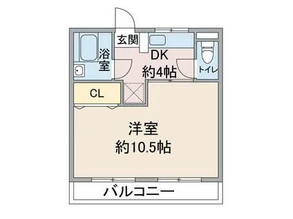 シモビル(1DK/4階)の間取り写真