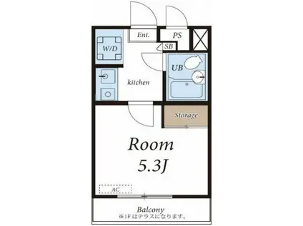 パレ新所沢(1K/2階)の間取り写真