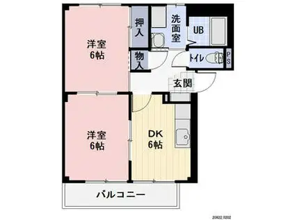 アコールパレットB(2DK/2階)の間取り写真