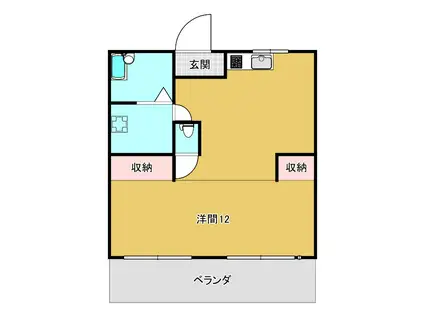 メゾン渡部(1DK/3階)の間取り写真