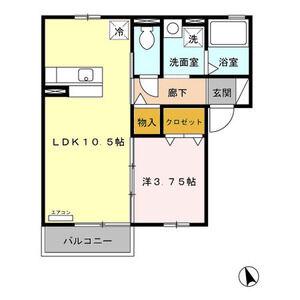 サードニックス(1LDK/2階)の間取り写真