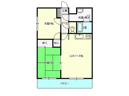 サンパレス(2LDK/2階)の間取り写真