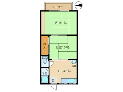 三松文化(2DK/2階)の間取り写真