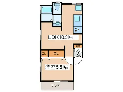 コーポニッコウ(1LDK/1階)の間取り写真