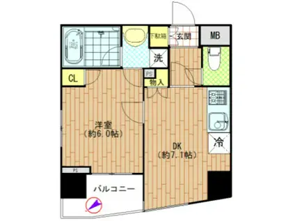 アリーチェ中落合(1DK/6階)の間取り写真