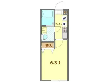 溝口11AP-B号棟(1K/1階)の間取り写真
