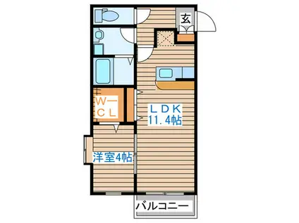 アーバンハイツ名取(1LDK/1階)の間取り写真