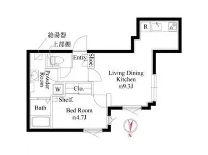 グランパセオ中目黒II(1LDK/2階)の間取り写真