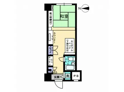 アルファコンフォート熊本(ワンルーム/4階)の間取り写真