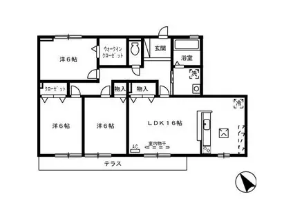 ローゼスポート港町B(3LDK/1階)の間取り写真