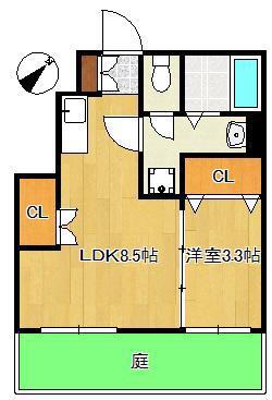 コンフォートプレイス小倉(1LDK/1階)の間取り写真