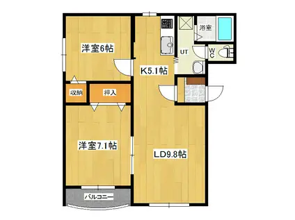 ピュアライフ21(2LDK/2階)の間取り写真