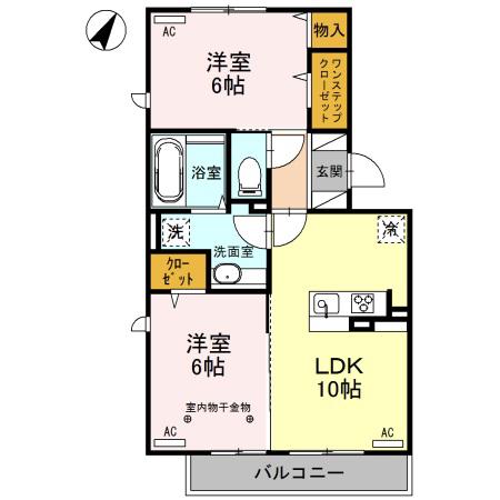 ロイジェントパークス レイクタウンN(2LDK/1階)の間取り写真