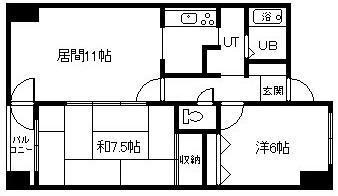 ベルエアーパレス滝川(2LDK/2階)の間取り写真