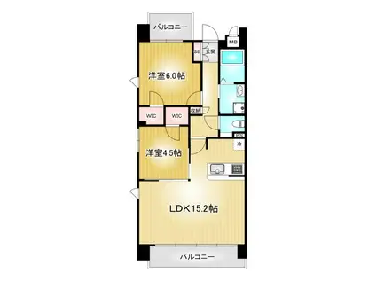 S-RESIDENCE茶屋ヶ坂イースト(2LDK/3階)の間取り写真