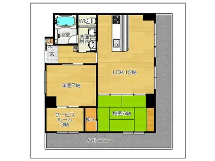 オーベル平尾(2LDK/6階)の間取り写真